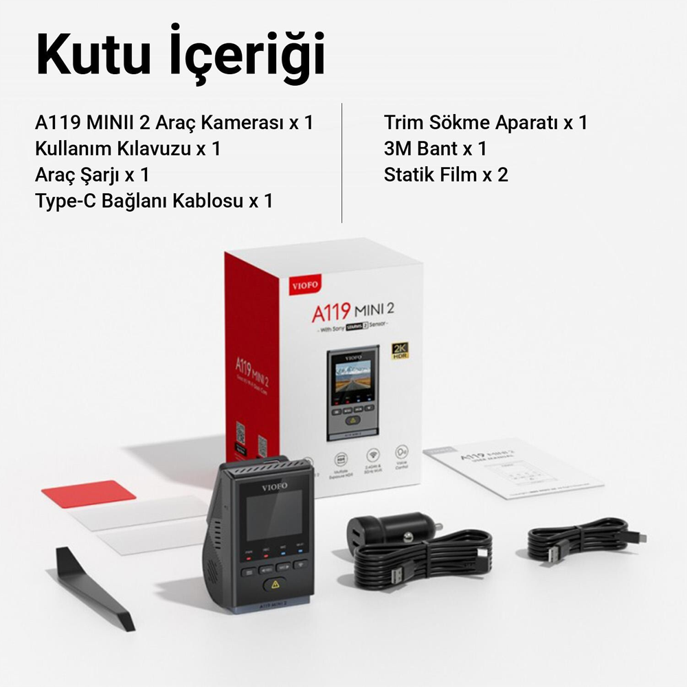 VIOFO A119 Mini-2 Kameralı 2K HDR Wİ-Fi GPS'li Araç Kamerası