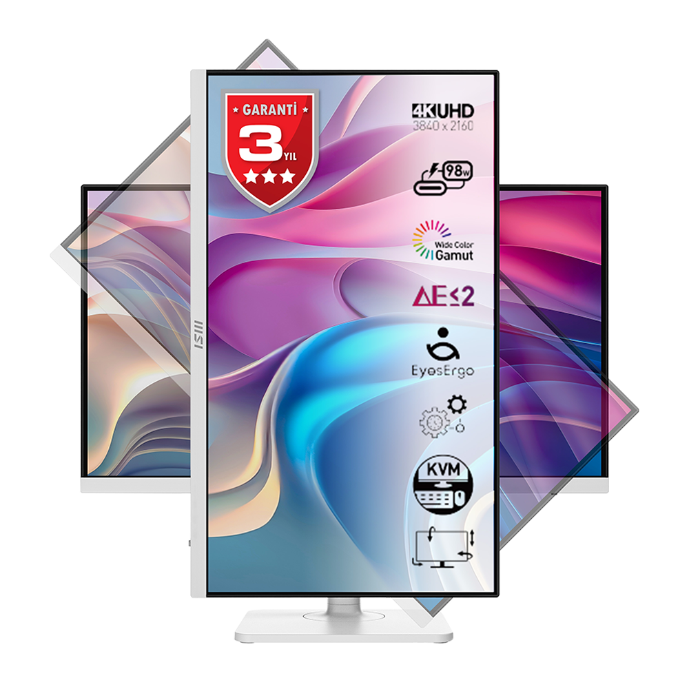 MSI MODERN MD272UPHW 27" 60Hz 1ms Adaptive-Sync Pivot Type-C Beyaz UHD IPS Monitör