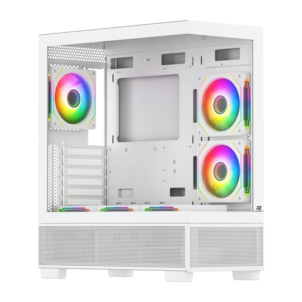 PowerBoost PB-PBE6075W 750W 80+ Bronze 6*12cm ARGB Fanlı USB 3.0 ATX Mid Tower Beyaz Gaming Kasa