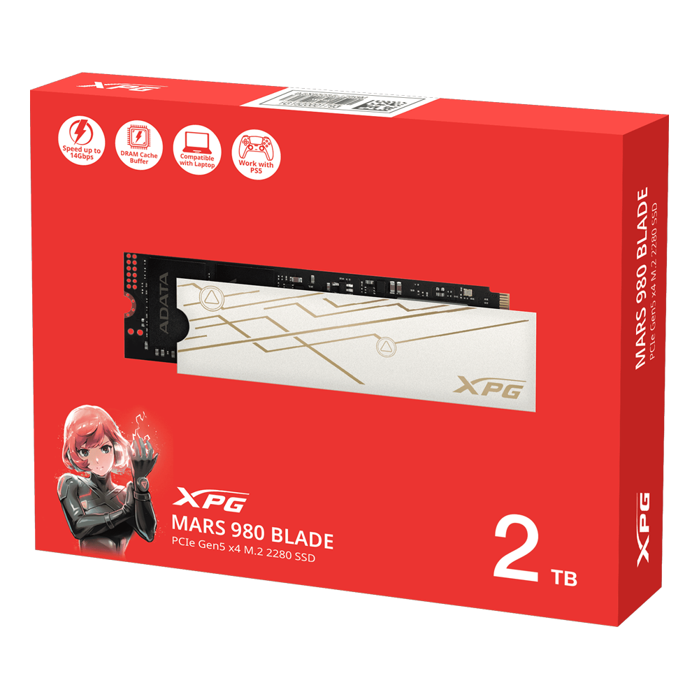 XPG Mars 980 Blade 2TB NVMe Gen5 M.2 SSD Heatsink 14000MB Okuma / 13000MB Yazma