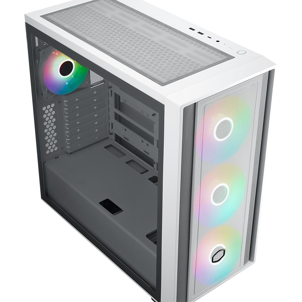 Cooler Master MasterBox 600 ARGB Tempered Glass Beyaz USB 3.2 E-ATX Mid Tower Kasa