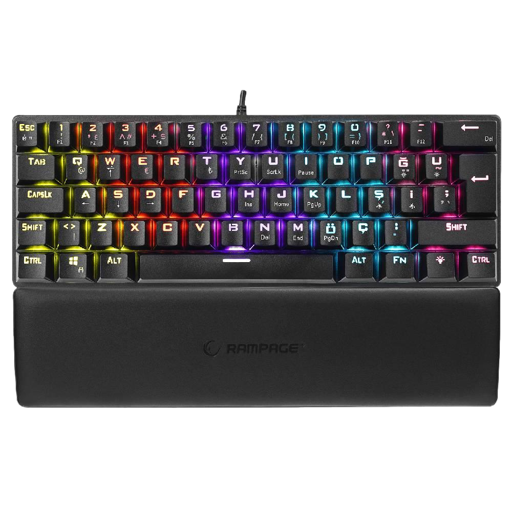 Rampage ALLY K11 Siyah Rainbow Rainbow Q Bilek Destekli Red Switch TKL Gaming Klavye
