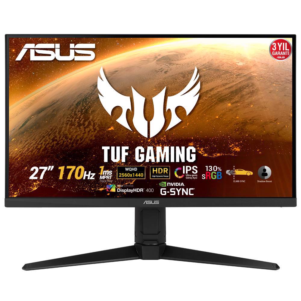 ASUS TUF GAMING 27" VG27AQL1A 170Hz 1ms 2xHDMI DP USB 3.0 HDR IPS QHD Freesync G-SYNC Curved Gaming Monitör