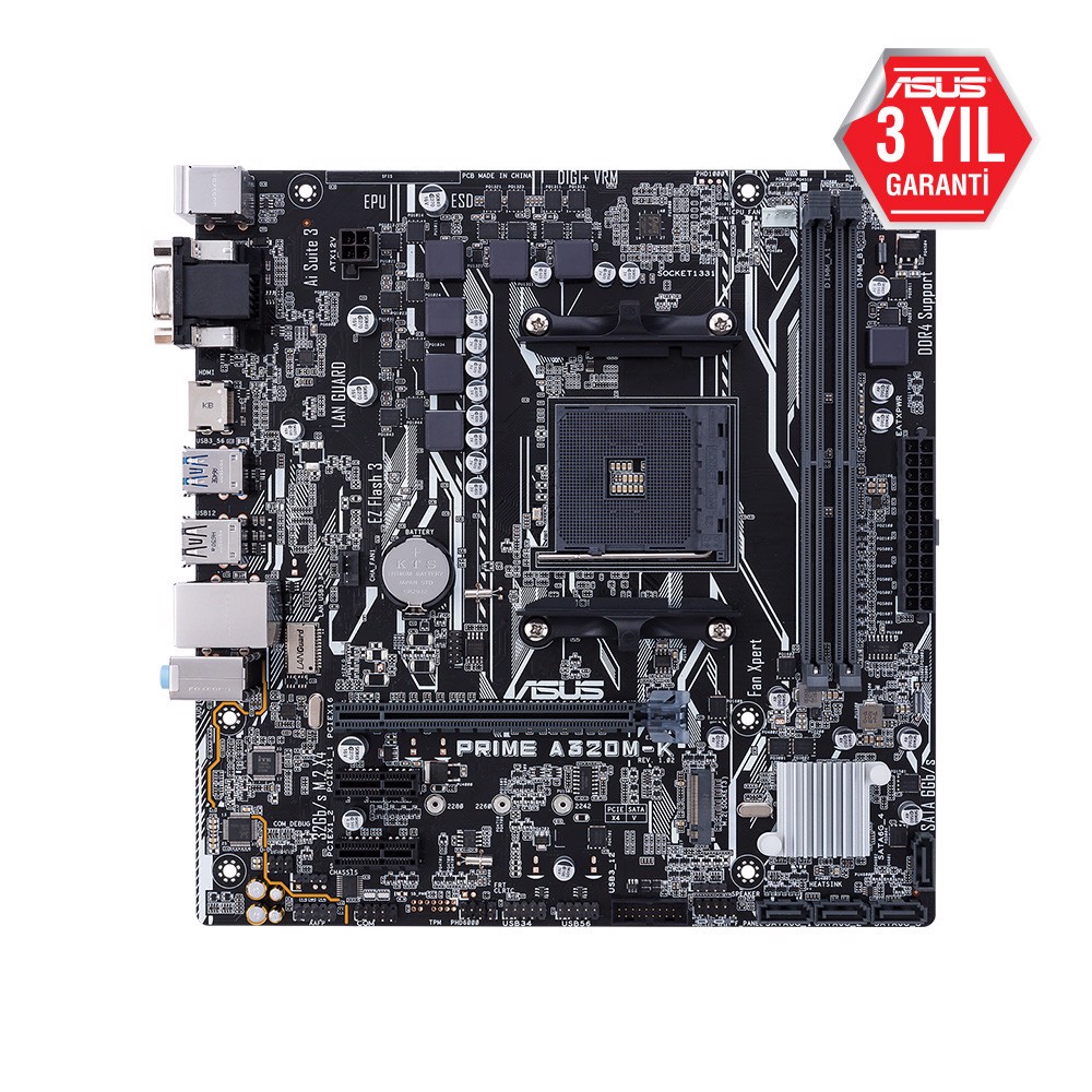 ASUS PRIME A320M-K/CSM 3200MHz(OC) DDR4 Soket AM4 M.2 VGA HDMI mATX Anakart