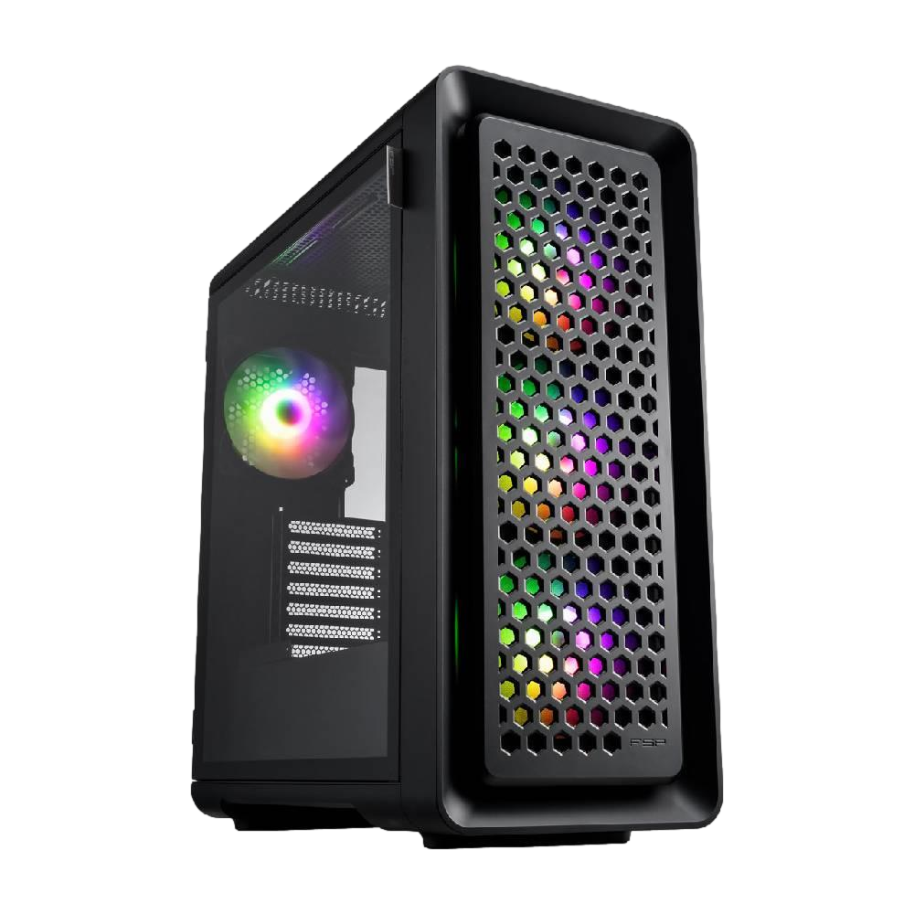 FSP CUT593P Tempered Glass Mesh USB 3.0 Type-C ARGB Siyah ATX Mid Tower Kasa + FSP 1000W PSU
