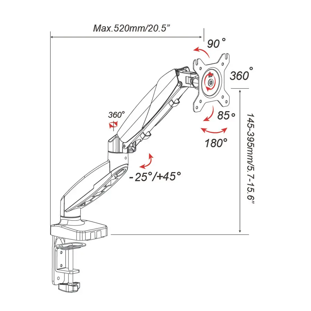 EXVEGA EX786 15-32" Amortisörlü Vesa Monitör Askı Aparatı
