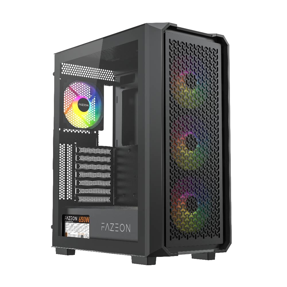FAZEON F10 650W 80+ Bronze Tempered Glass Mesh 4x ARGB Fanlı USB 3.0 ATX Bilgisayar Kasası