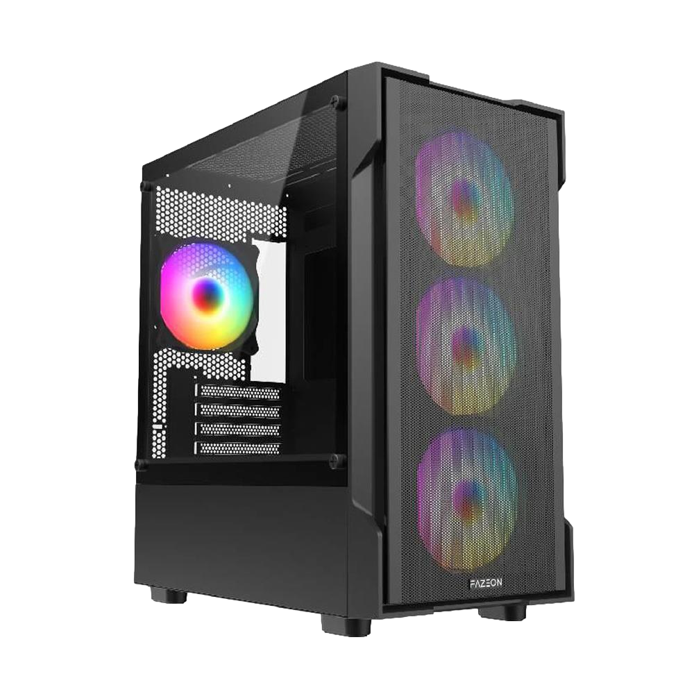 FAZEON F1 650W 80+ Bronze Tempered Glass Mesh 4x Rainbow Fanlı USB 3.0 mATX Bilgisayar Kasası