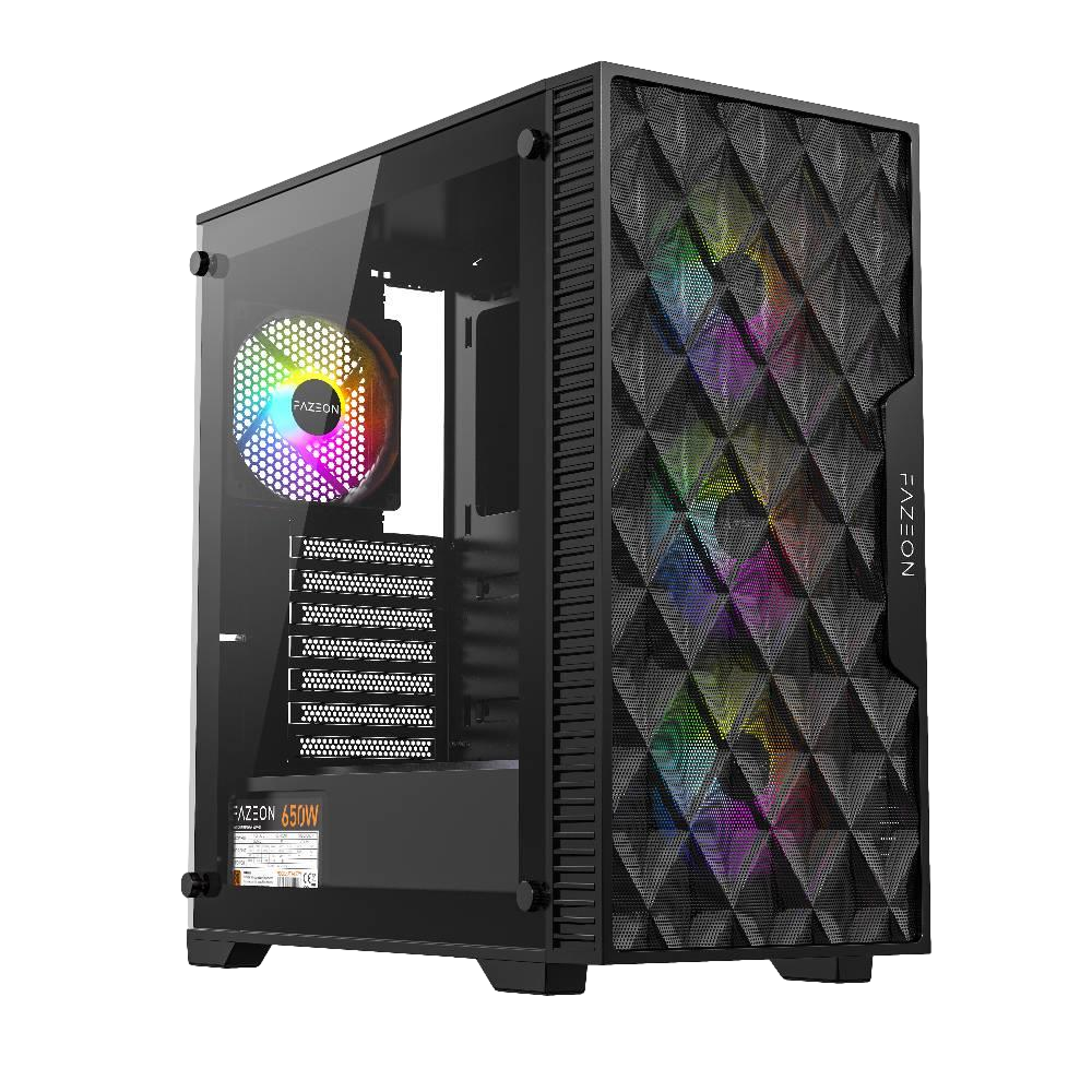 FAZEON F7 650W 80+ Bronze Tempered Glass Mesh 4x ARGB Fanlı USB 3.0 ATX Bilgisayar Kasası
