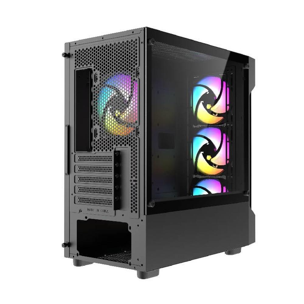 FAZEON F1 650W 80+ Bronze Tempered Glass Mesh 4x Rainbow Fanlı USB 3.0 mATX Bilgisayar Kasası