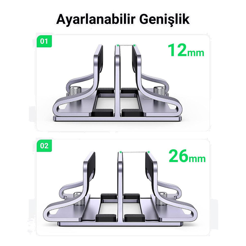 UGREEN Alüminyum Çift Yuvalı Notebook Macbook Dikey Masaüstü Standı