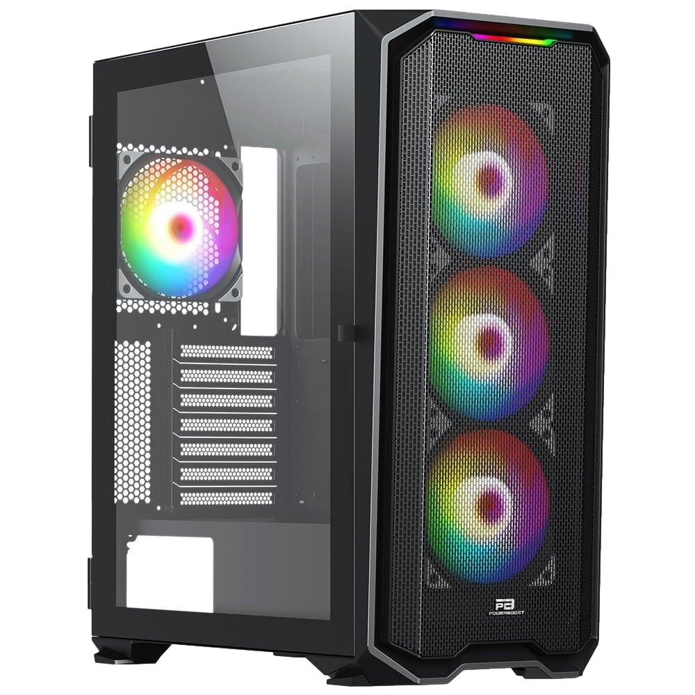 PowerBoost PB-P3720B 850w 80+ Bronze USB 3.0 Mesh RGB Siyah ATX Mid Tower Kasa