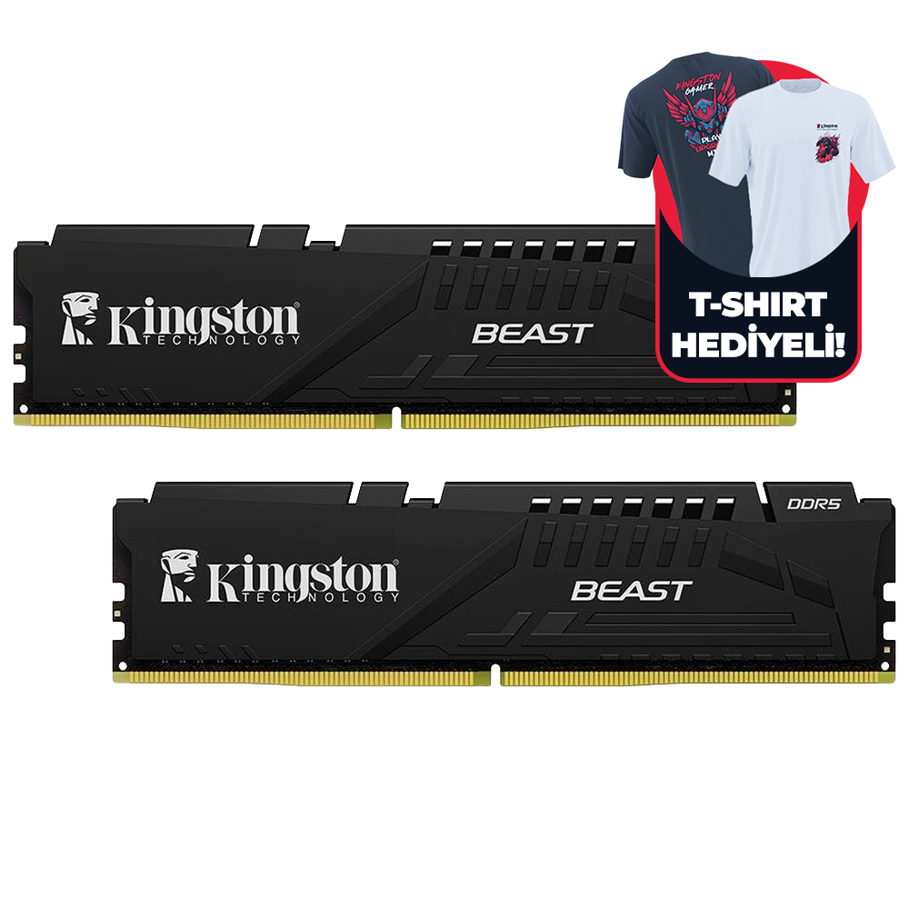Kingston 16GB(2x8GB) Beast 6000Mhz CL30 DDR5 EXPO Siyah Dual Kit Ram