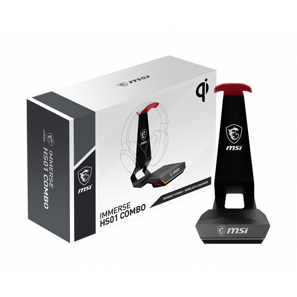 MSI IMMERSE HS01 RGB Kulaklık Standı Ve Kablosuz Şarj Cihazı