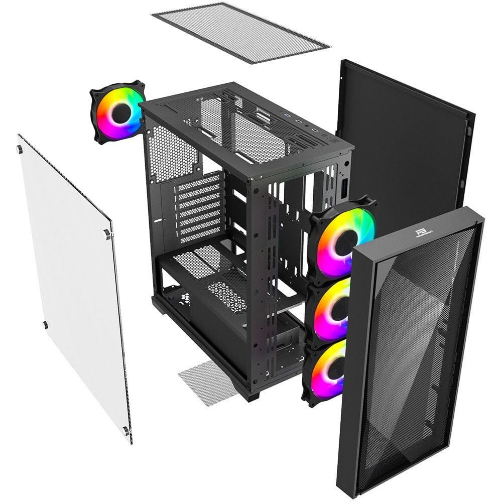 PowerBoost PB-P711B USB 3.0 Mesh FRGB Gaming ATX Mid Tower Kasa