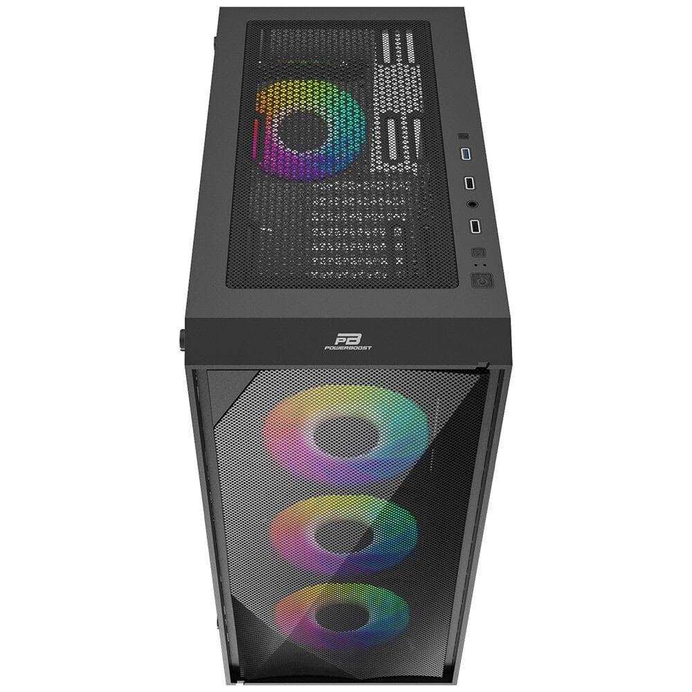 PowerBoost PB-P711B USB 3.0 Mesh FRGB Gaming ATX Mid Tower Kasa