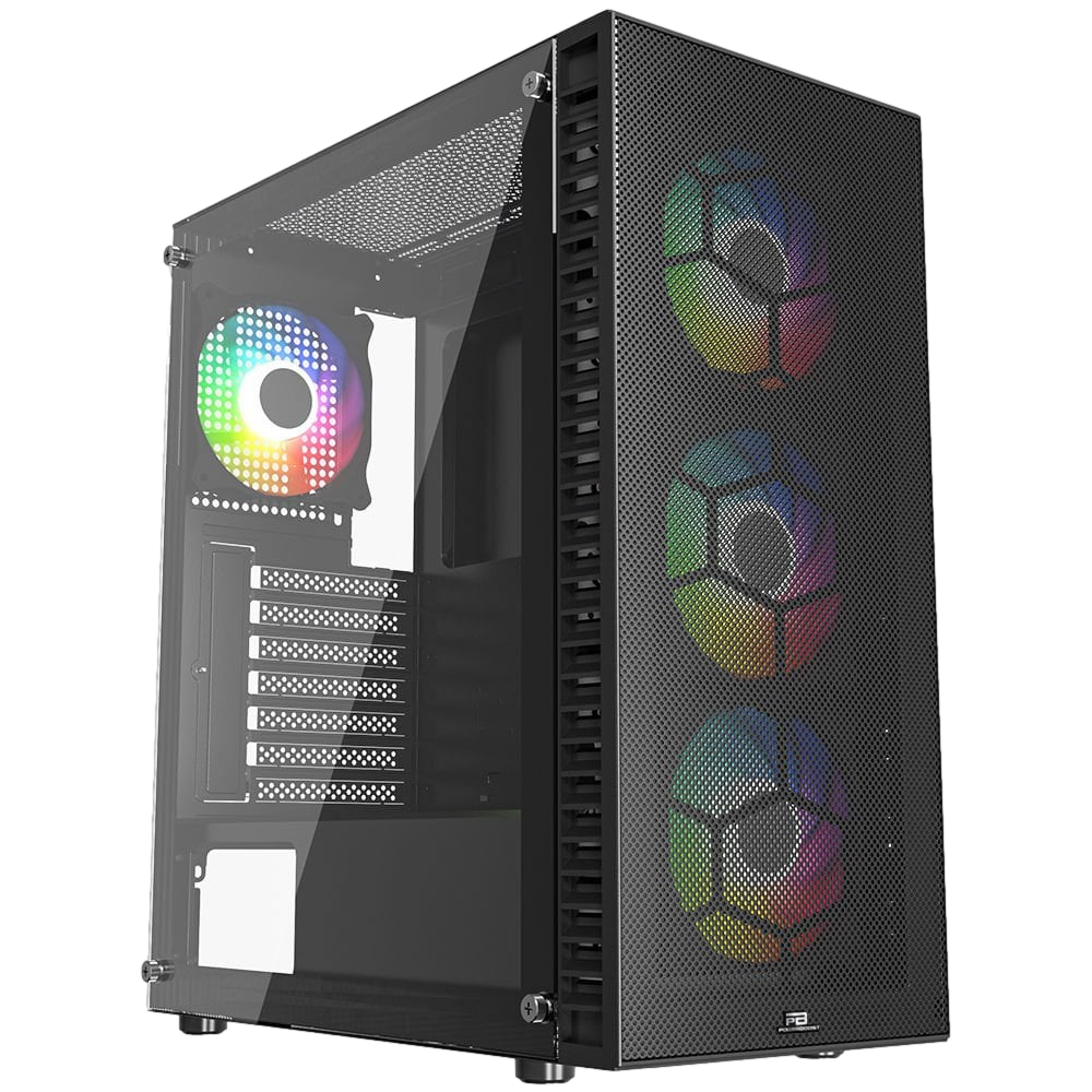 PowerBoost PB-PS6832B 650W 80+ Bronze Tempered Glass USB 3.0 Çıkarılabilir Metal Mesh Rainbow ATX Siyah Kasa