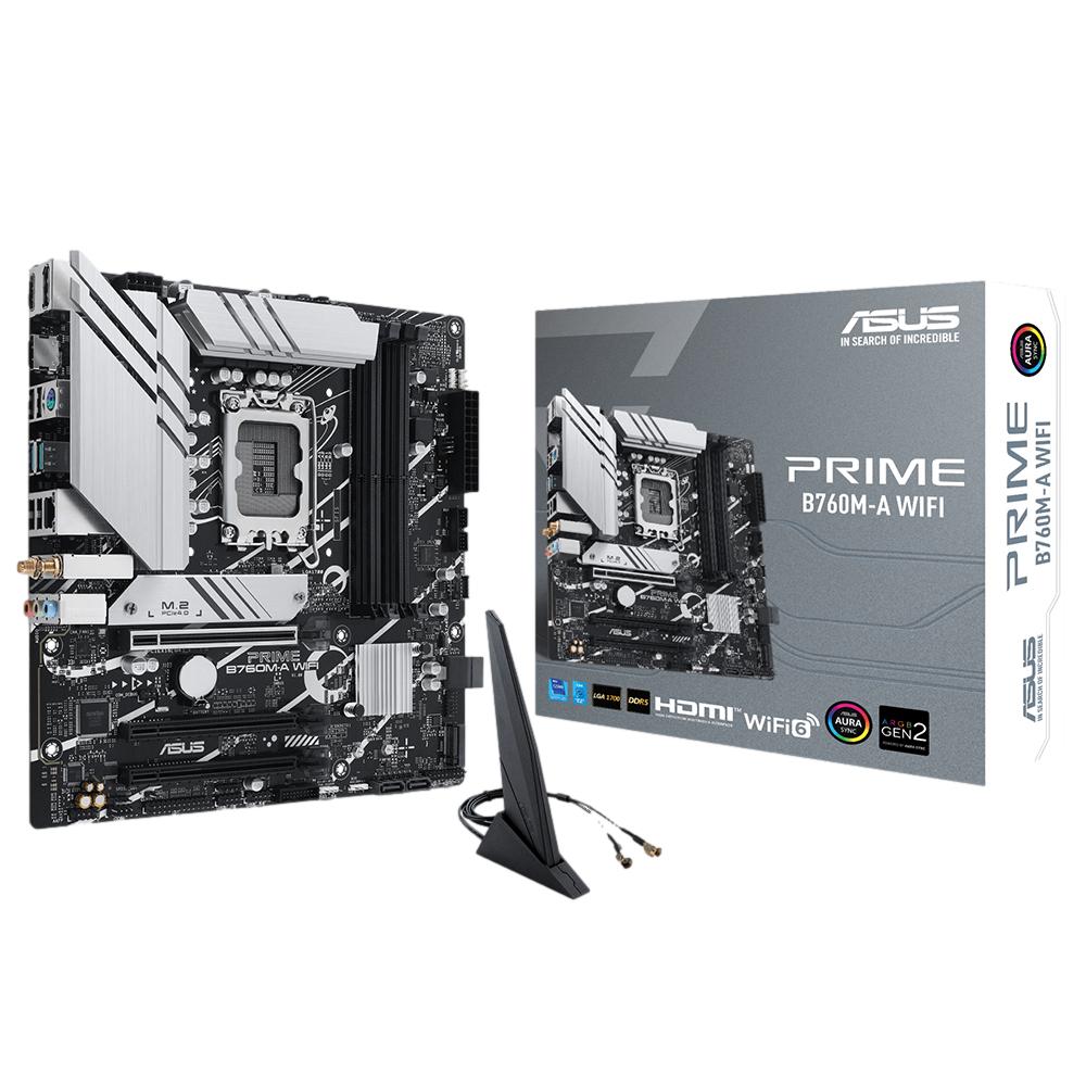 ASUS PRIME B760M-A WIFI 6600MHz(OC) DDR5 Soket 1700 M.2 HDMI DP mATX Anakart