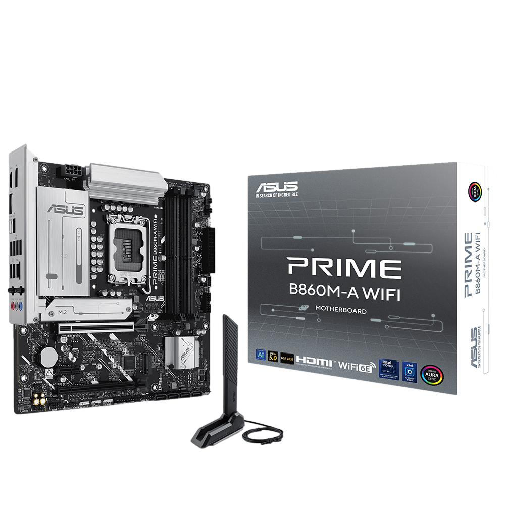 ASUS PRIME B860M-A WIFI 8666MHz OC DDR5 Soket 1851 M.2 USB-C HDMI DP mATX Anakart