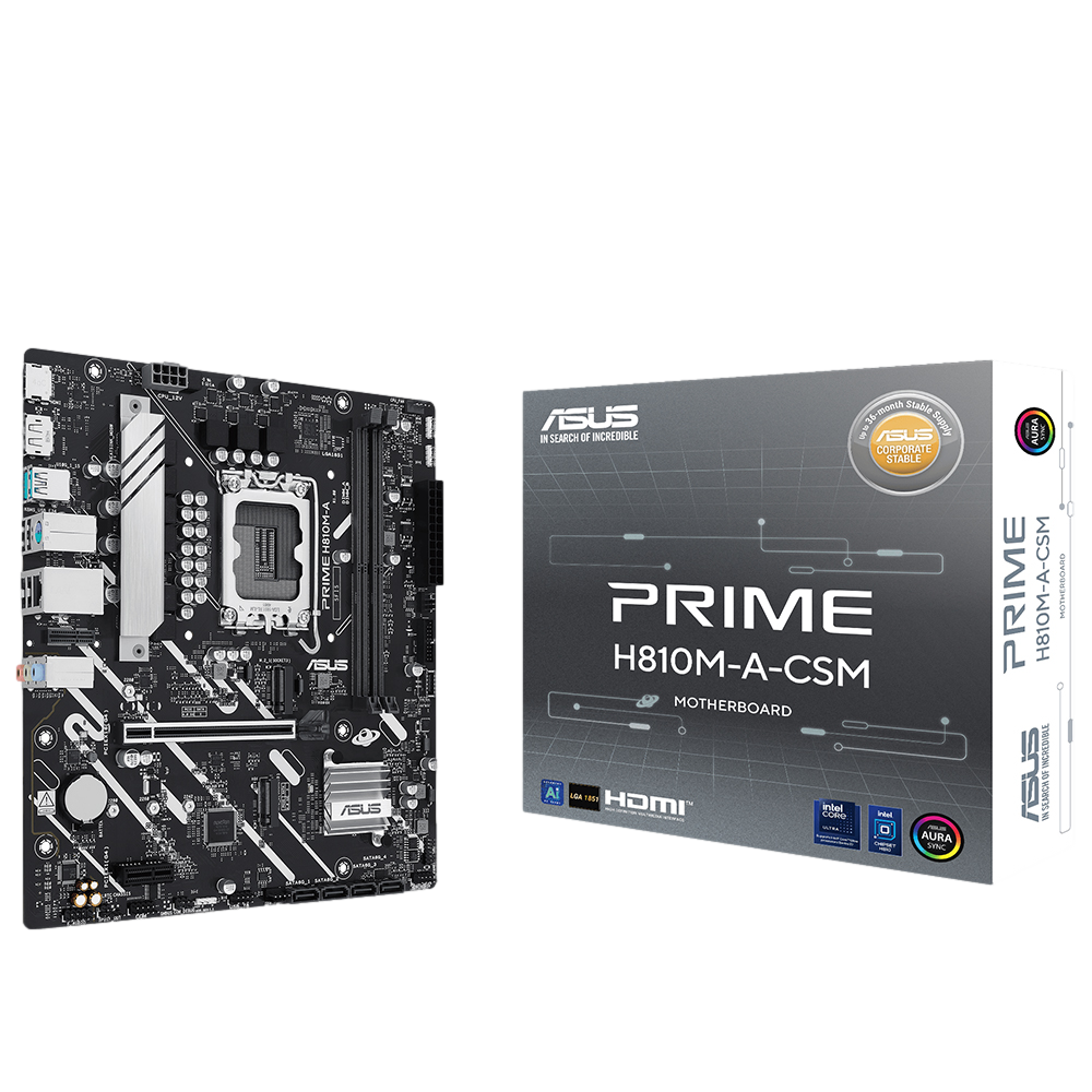 ASUS PRIME H810M-A-CSM 6400MHz OC DDR5 Soket 1851 M.2 USB-C HDMI DP mATX Anakart