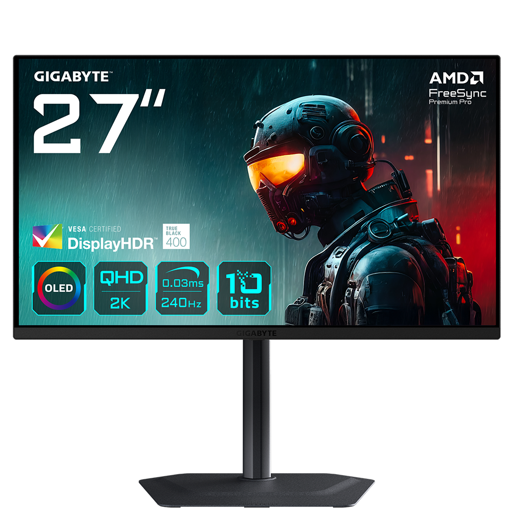 GIGABYTE MO27Q2 27" 240Hz 0.03ms HDMI DP FreeSync QHD HDR400 QD-OLED Gaming Monitör