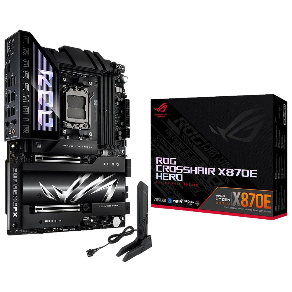 ASUS ROG CROSSHAIR X870E HERO 8000MHz OC DDR5 Soket AM5 M.2 HDMI DP ATX Anakart