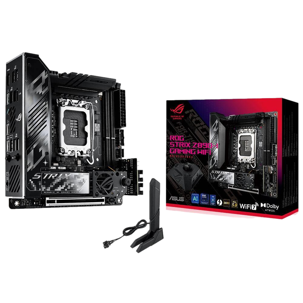 ASUS ROG STRIX Z890-I GAMING WIFI 9200MHz OC WiFi 7 DDR5 Soket 1851 M.2 HDMI Thunderbolt 4 Mini-ITX Anakart