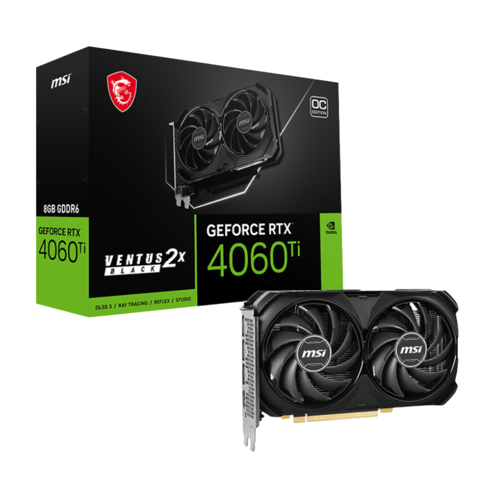MSI GeForce RTX 4060 Ti VENTUS 2X BLACK 8G OC 8GB GDDR6 DLSS 3 128 Bit Ekran Kartı
