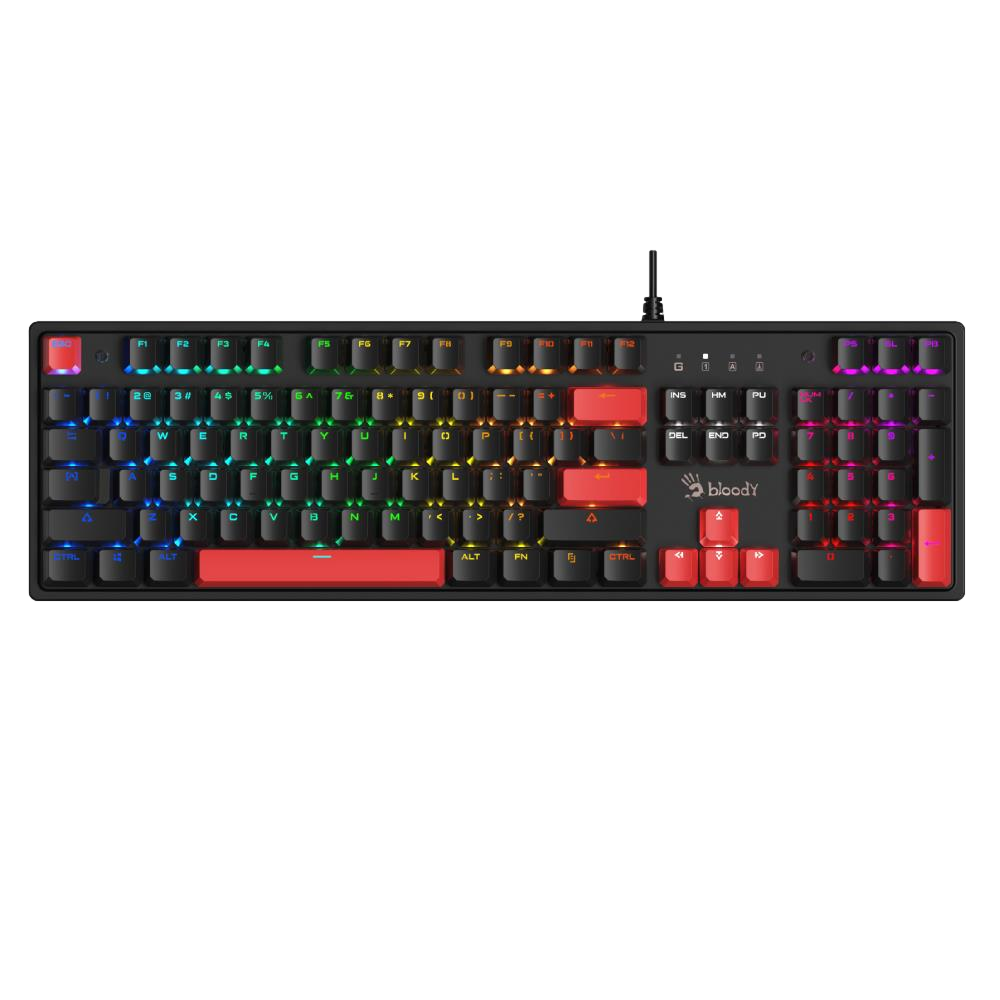 A4Tech Bloody S510R F.BLACK RGB BMLS Red Switch Kablolu Türkçe Gaming Klavye