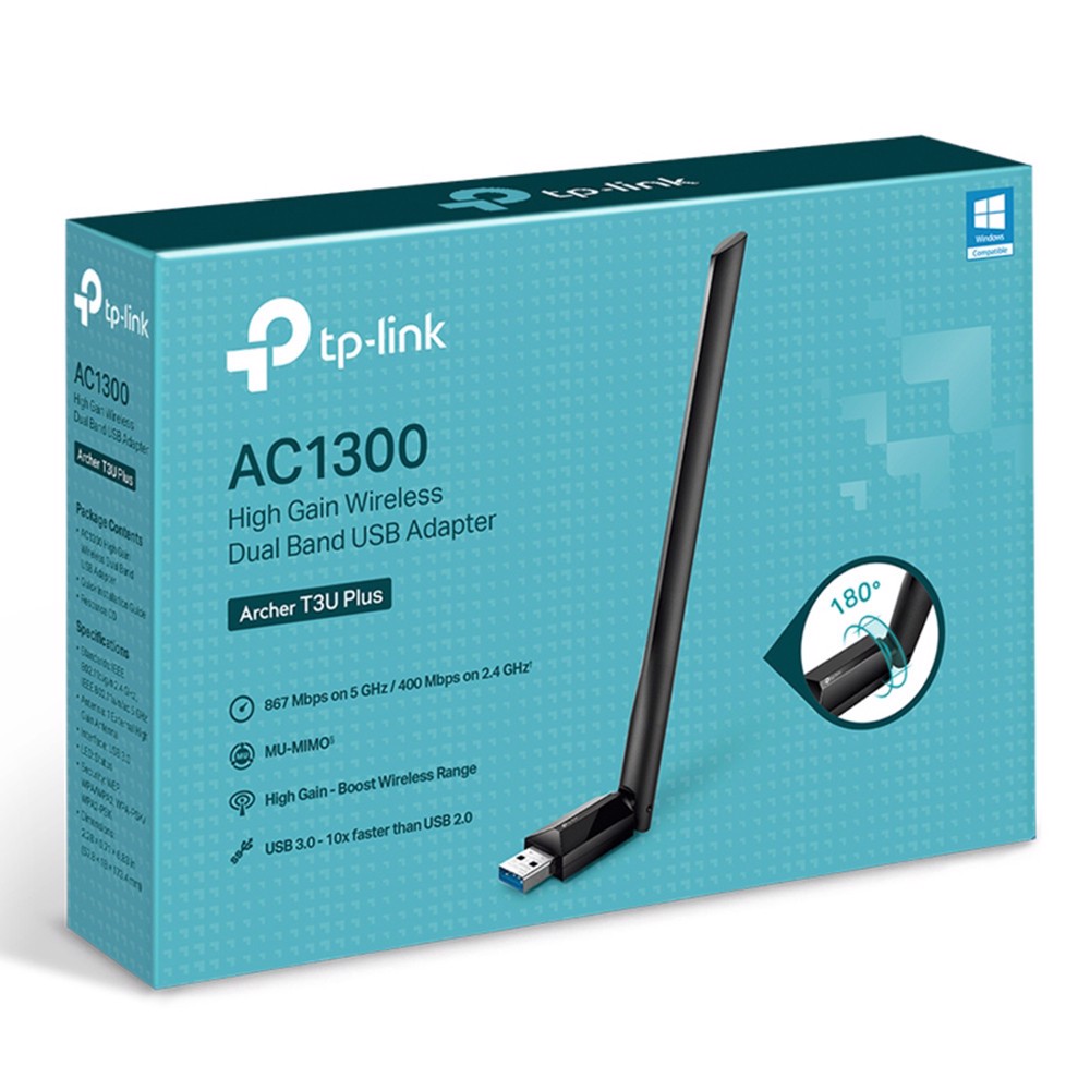 TP-LINK ARCHER T3U PLUS AC1300 Yüksek Kazançlı Kablosuz Çift Bant USB Adaptör