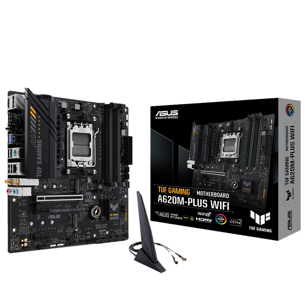 ASUS TUF GAMING A620M-PLUS WIFI 6400MHz OC DDR5 Soket AM5 M.2 HDMI VGA mATX Anakart