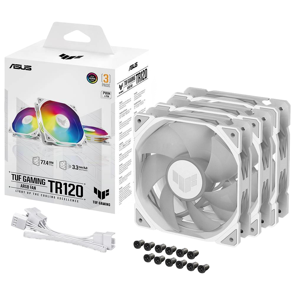 ASUS TUF GAMING TR120 ARGB 120mm Üçlü Beyaz Kasa Fanı