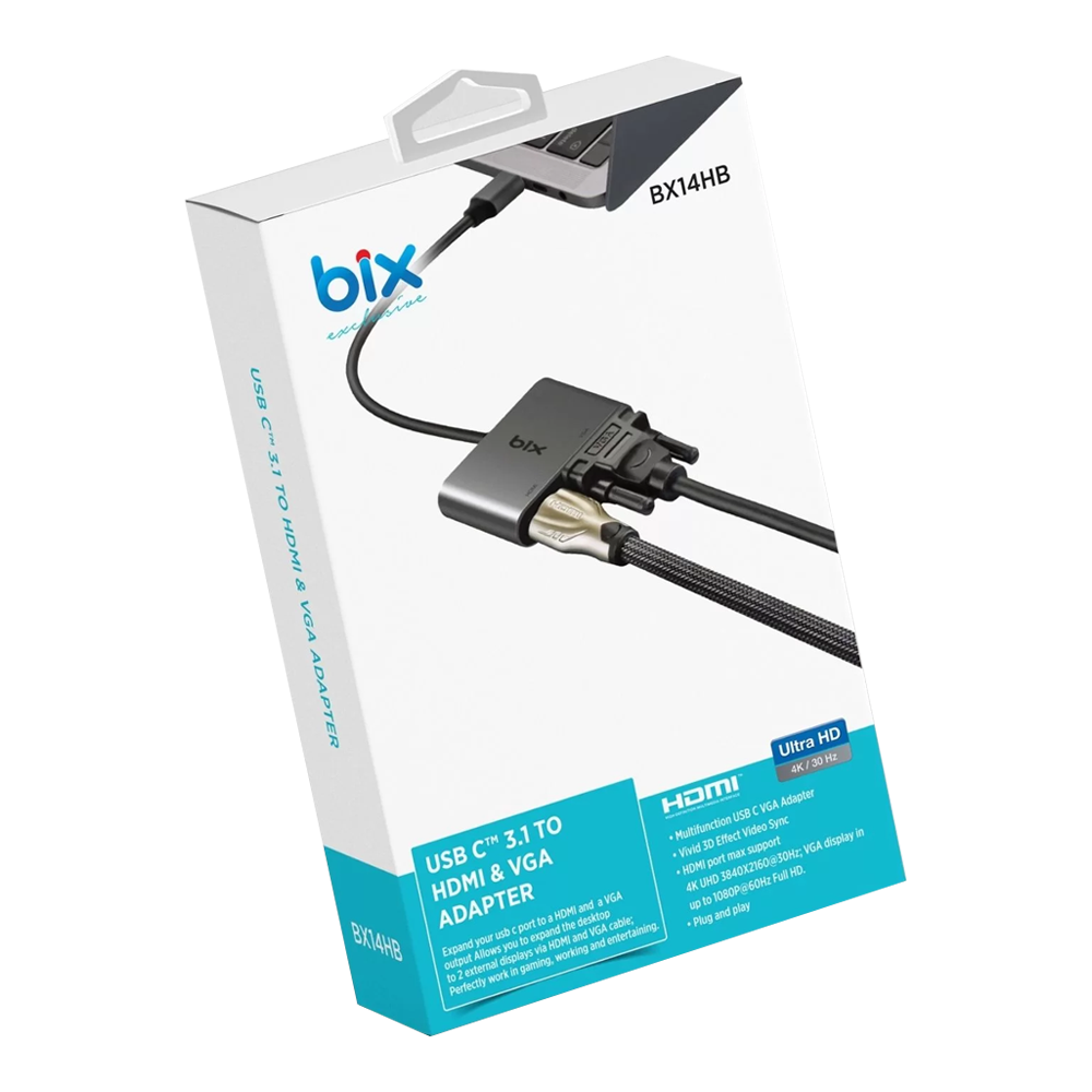 Bix BX14HB Type-C 3.1 HDMI & VGA Dönüştürücü Adaptör