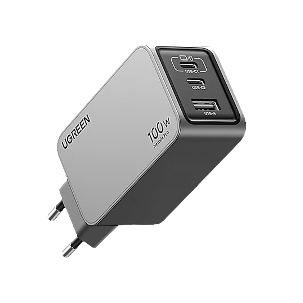 UGREEN Nexode Pro 100W GaN Type-C QC PD 2xUSB-C, 1xUSB-A,  Uzay Grisi Hızlı Şarj Cihazı 
