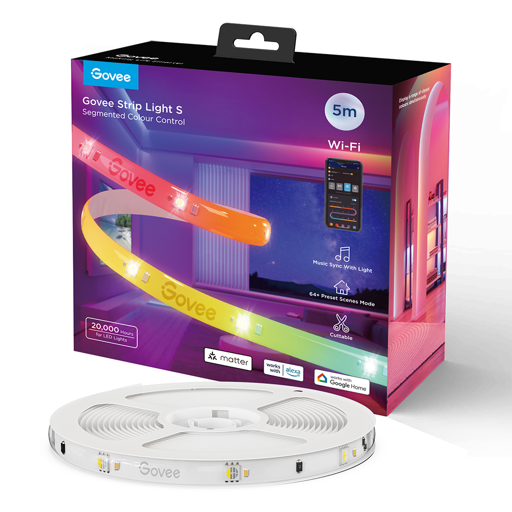 GOVEE RGBICW WiFi+BT Silikon Kaplamalı 5M LED Şerit