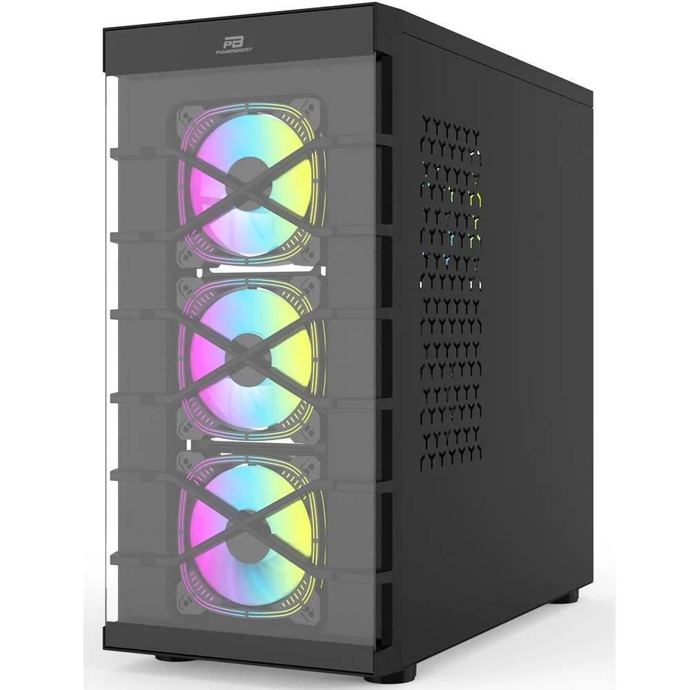 PowerBoost PB-GR222BB USB 3.0 Tempered Glass 7x RGB Fanlı ATX Siyah Gaming Kasa
