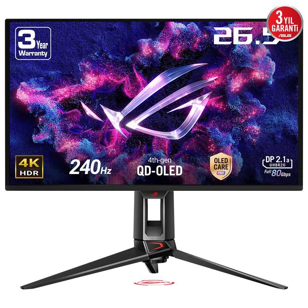 ASUS ROG Swift OLED PG27UCDM 27" 240Hz 0.03ms HDMI DP USB-C USB3.2 G-Sync FreeSync Premium Pro Pivot Aura RGB HDR10 UHD QD-OLED Gaming Monitör