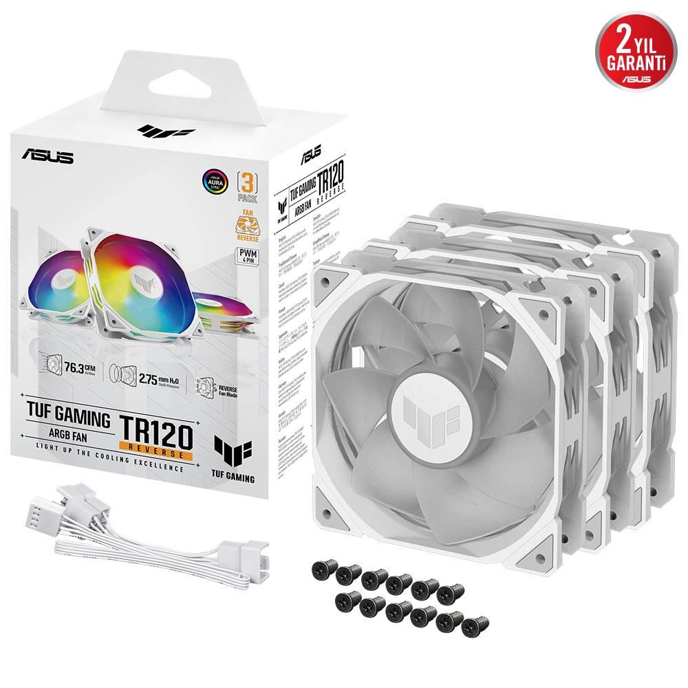 ASUS TUF GAMING TR120 Reverse ARGB 120mm Üçlü Beyaz Kasa Fanı