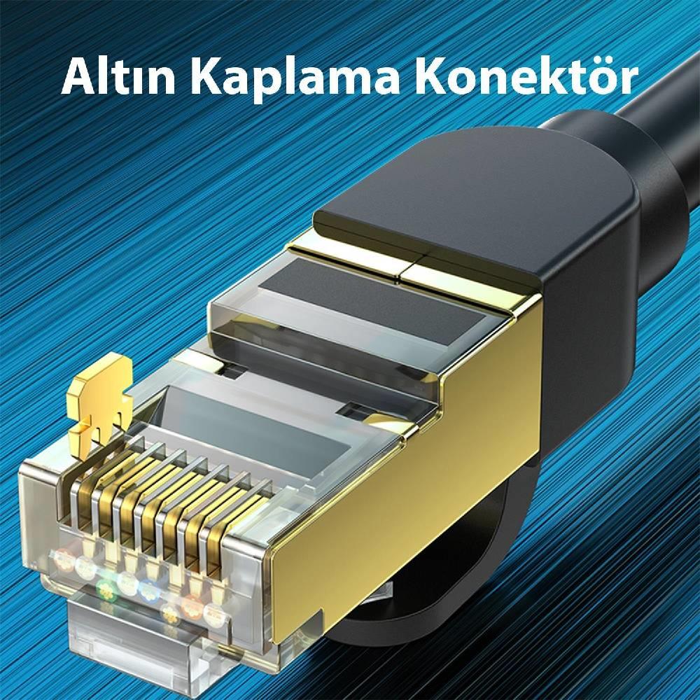 VegGieg CAT8 40Gbps 2000Mhz STP RJ45 Ethernet Kablosu 10 Metre