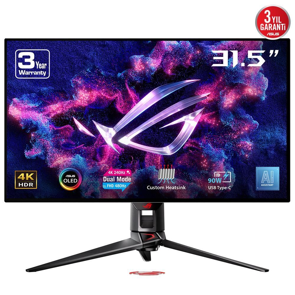 ASUS ROG Swift OLED PG32UCDP 31.5" 4K 240Hz FHD 480Hz 0.03ms HDMI DP USB-C 90W SPDIF Adaptive-Sync KVM HDR10 Dual Mode 4K-FHD OLED Gaming Monitör
