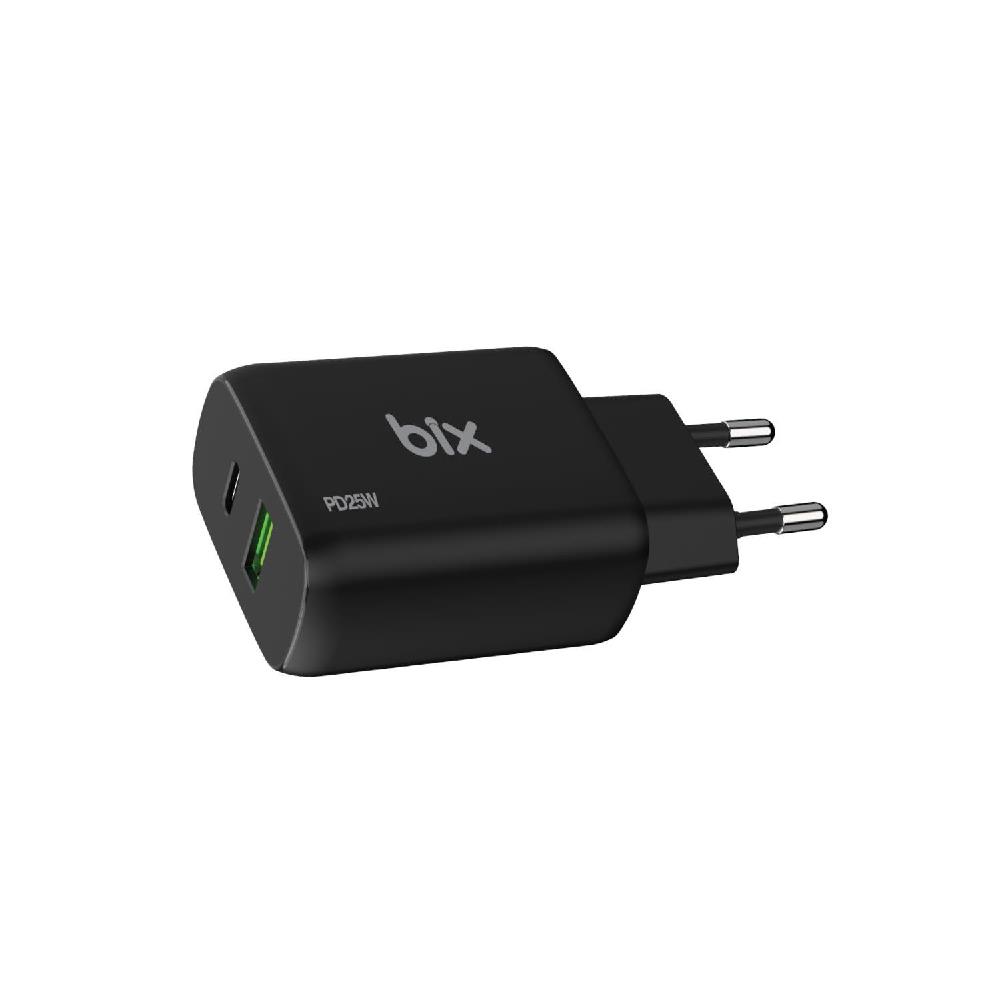 Bix 25W USB Type-C PD Çift Portlu Hızlı Şarj Cihazı Siyah