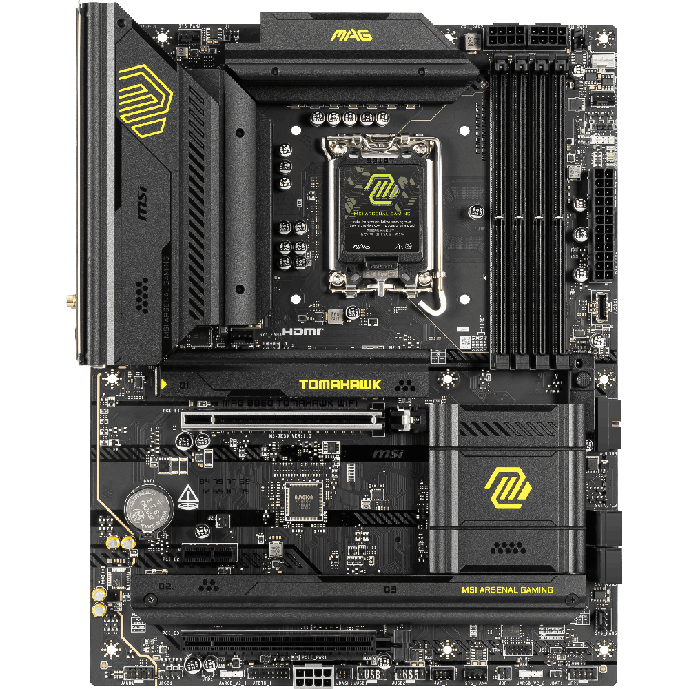 MSI MAG B860 TOMAHAWK WIFI 9200MHz OC DDR5 Soket 1851 M.2 USB4 Thunderbolt4 HDMI DP ATX Anakart