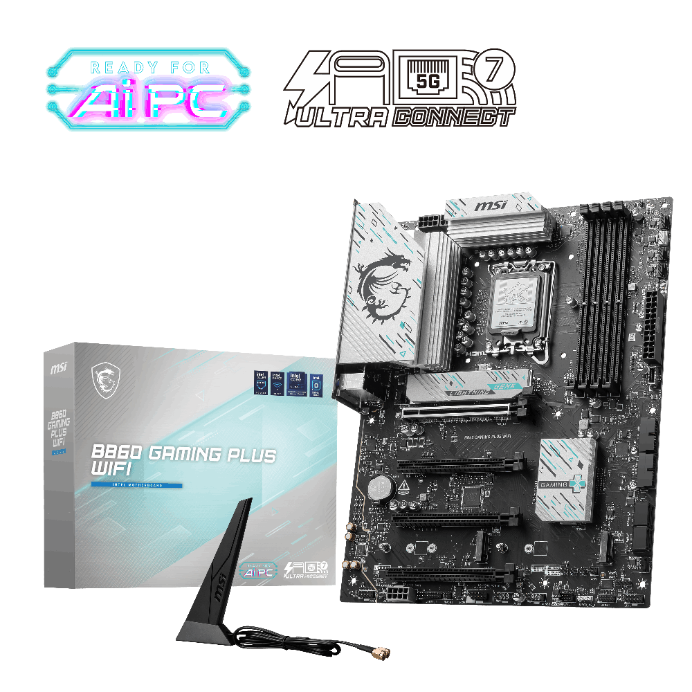 MSI B860 GAMING PLUS WIFI 8600MHz OC DDR5 Soket 1851 M.2 USB4 HDMI DP ATX Anakart