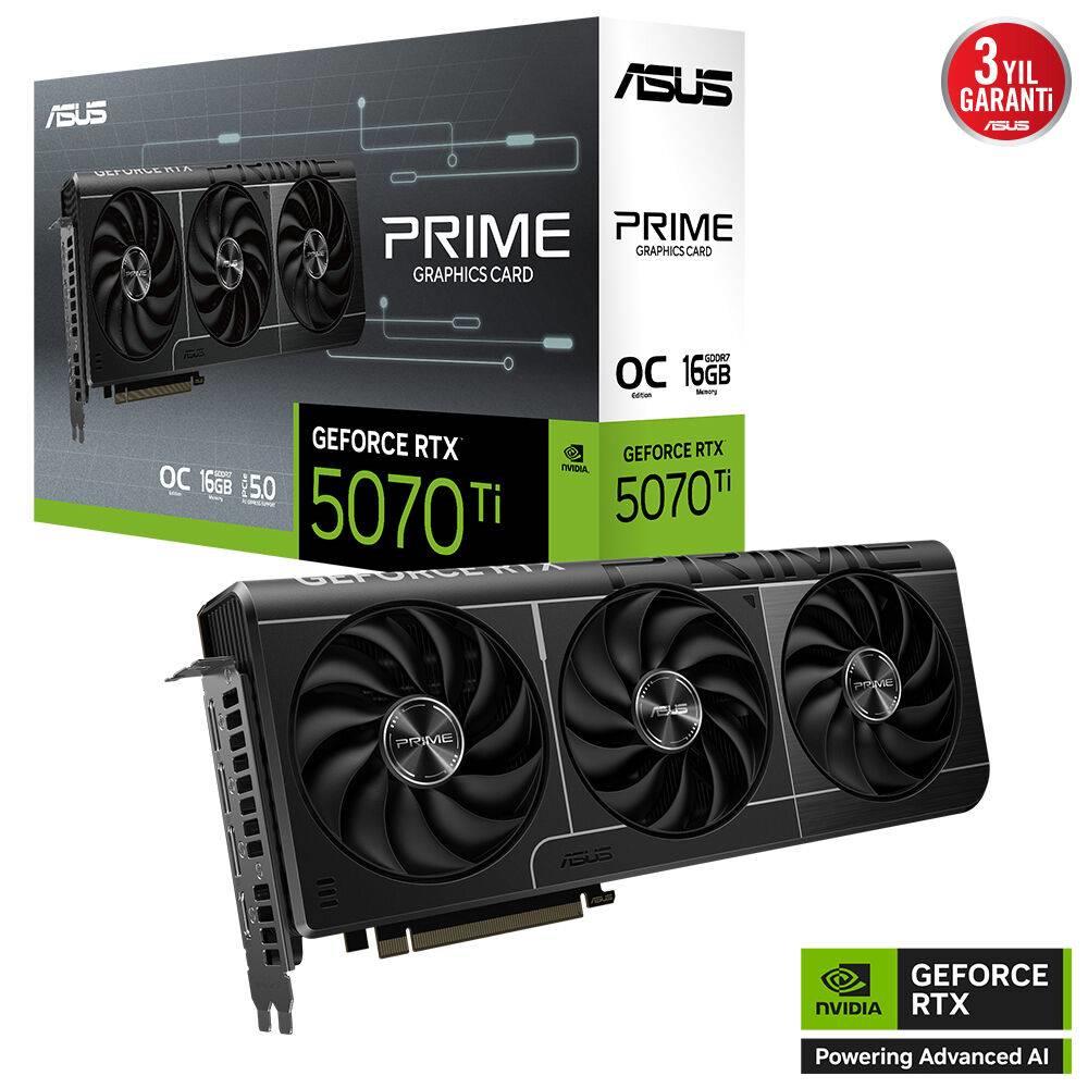 ASUS PRIME GeForce RTX 5070 Ti 16GB OC Edition GDDR7 DLSS 4 256 Bit Ekran Kartı