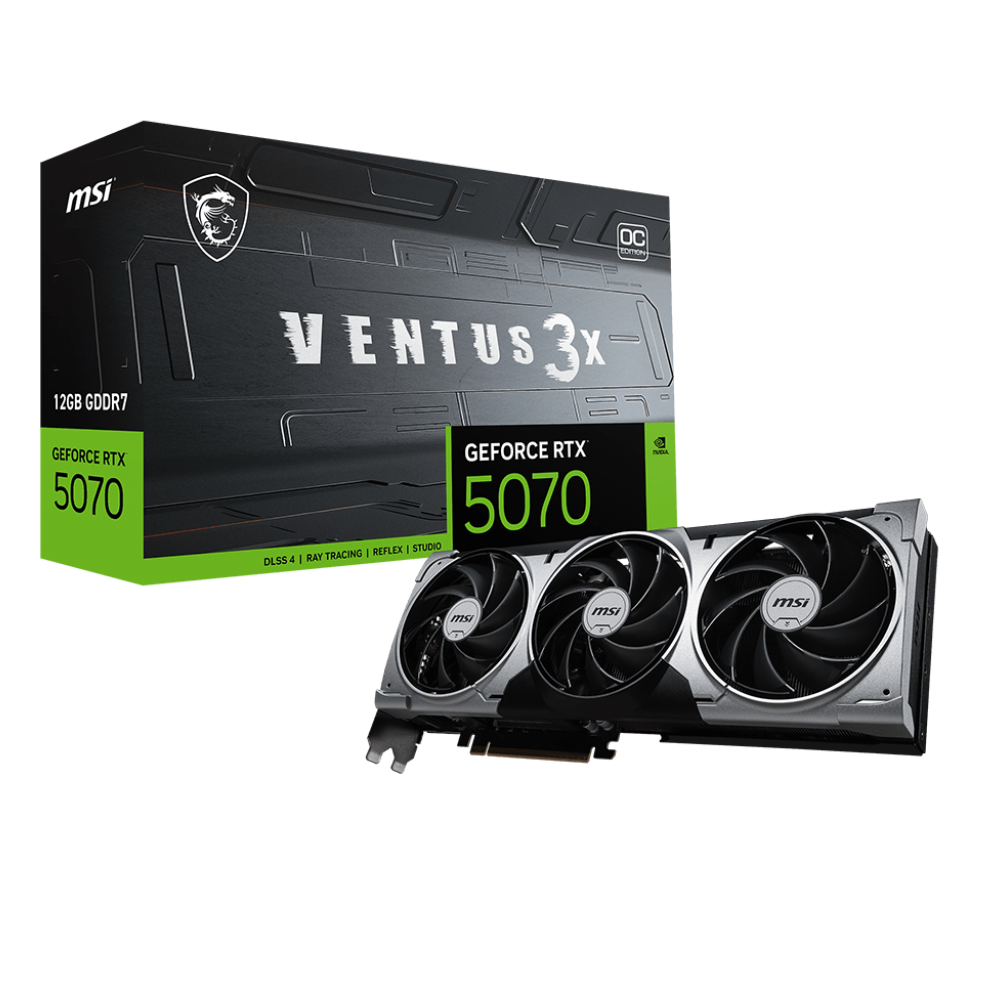 MSI GeForce RTX 5070 12G VENTUS 3X OC GDDR7 DLSS 4 192 Bit Ekran Kartı