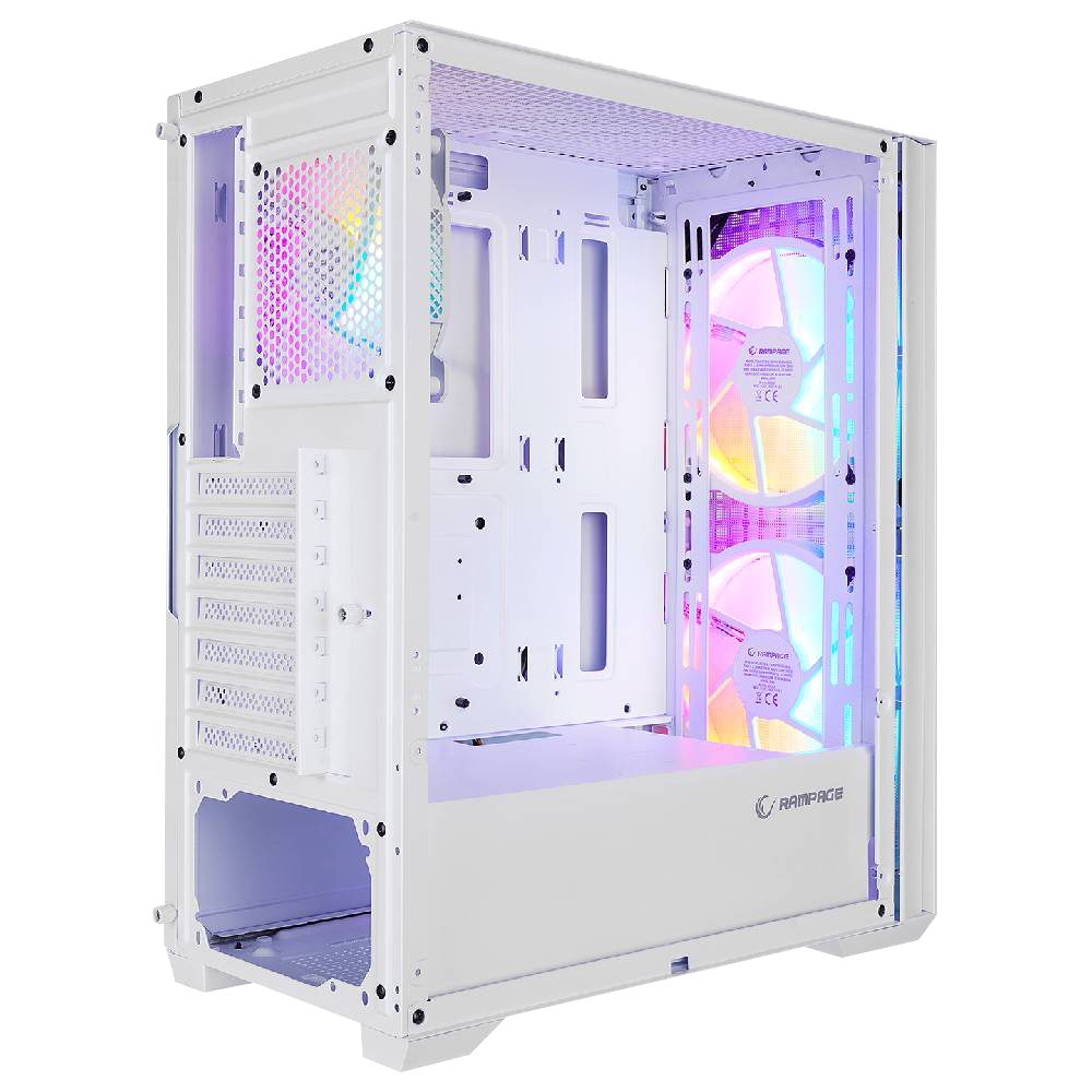 RAMPAGE GYRA V1 650W 80+ Bronze Tempered Glass USB 3.0 USB-C Rainbow ATX Beyaz Kasa