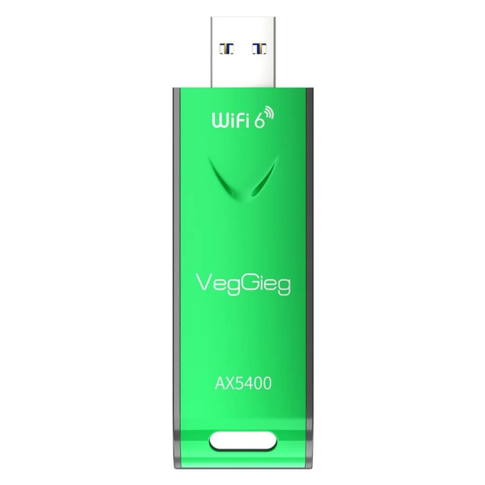 VegGieg 5400 Mbps 2.4GHz/5GHz/6GHz Tri Band Alıcı Verici USB Wifi 6 Adaptör