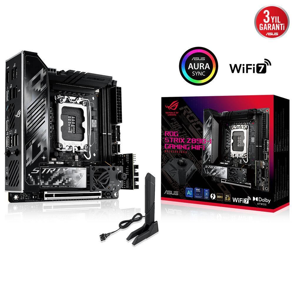 ASUS ROG STRIX Z890-I GAMING WIFI 9200MHz OC WiFi 7 DDR5 Soket 1851 M.2 HDMI Thunderbolt 4 Mini-ITX Anakart