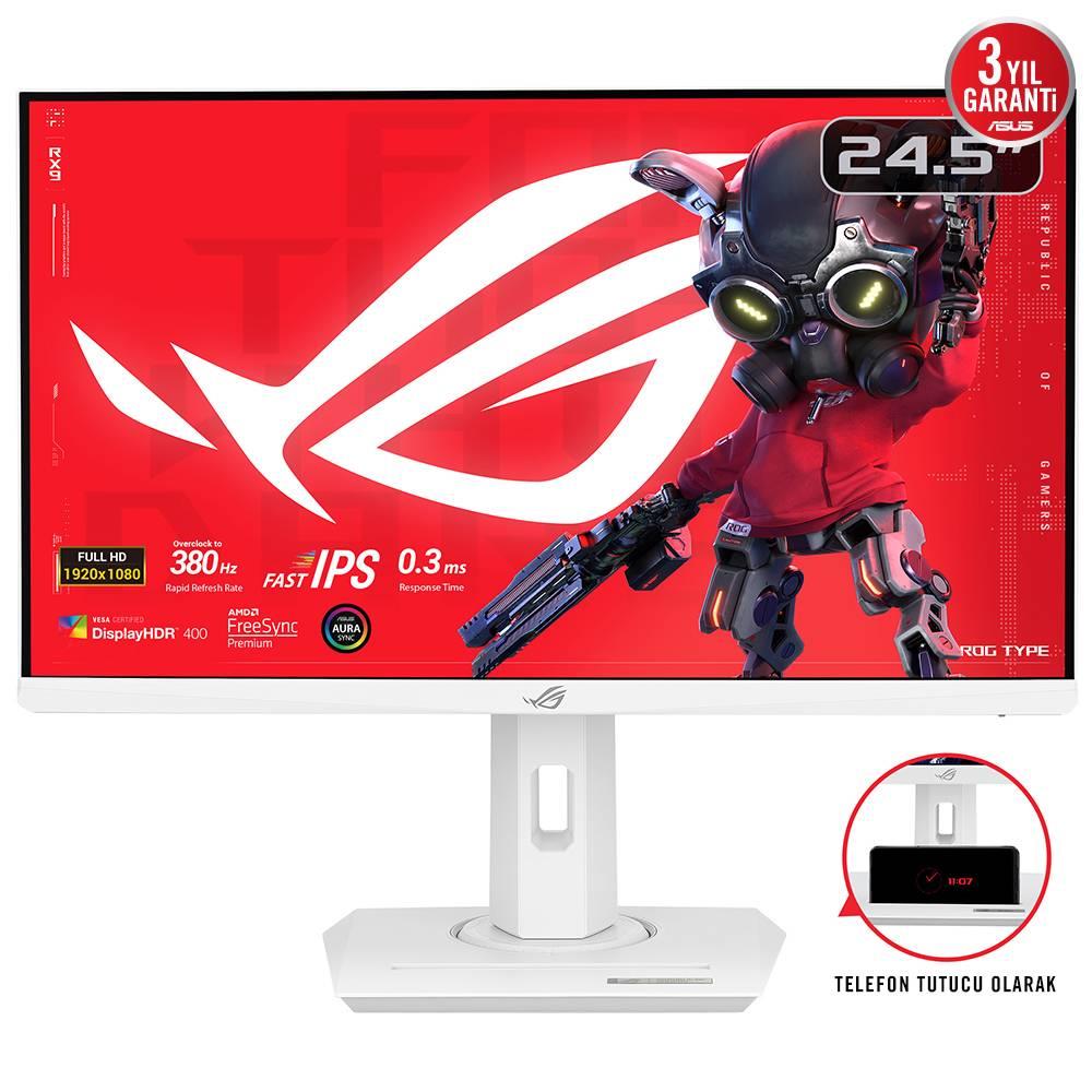 ASUS ROG Strix XG259QNG-W 24.5" 380Hz 0.3ms HDMI DP USB 3.2 FreeSync Premium AdaptiveSync Pivot HDR400 FHD IPS Beyaz Gaming Monitör