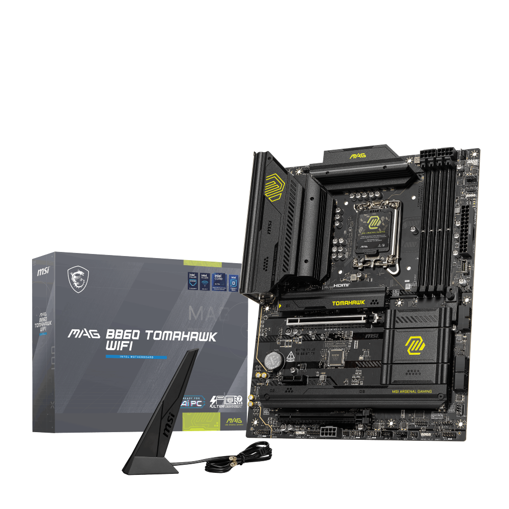 MSI MAG B860 TOMAHAWK WIFI 9200MHz OC DDR5 Soket 1851 M.2 USB4 Thunderbolt4 HDMI DP ATX Anakart
